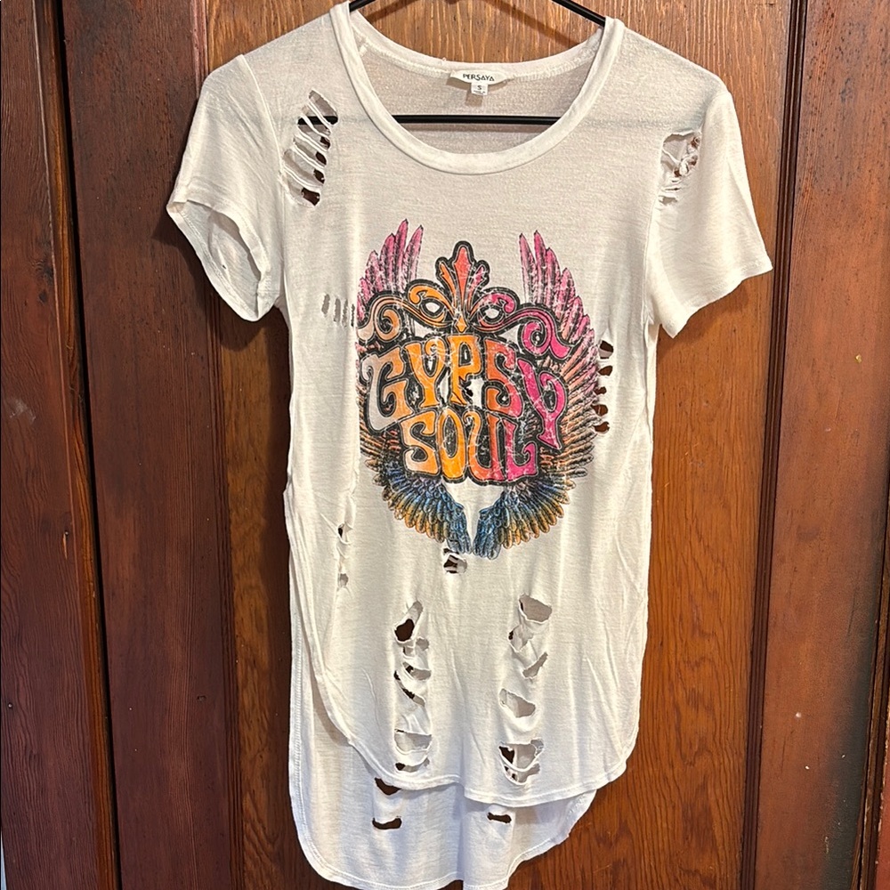 Persaya Graphic Cut Out Short Sleeve Tee